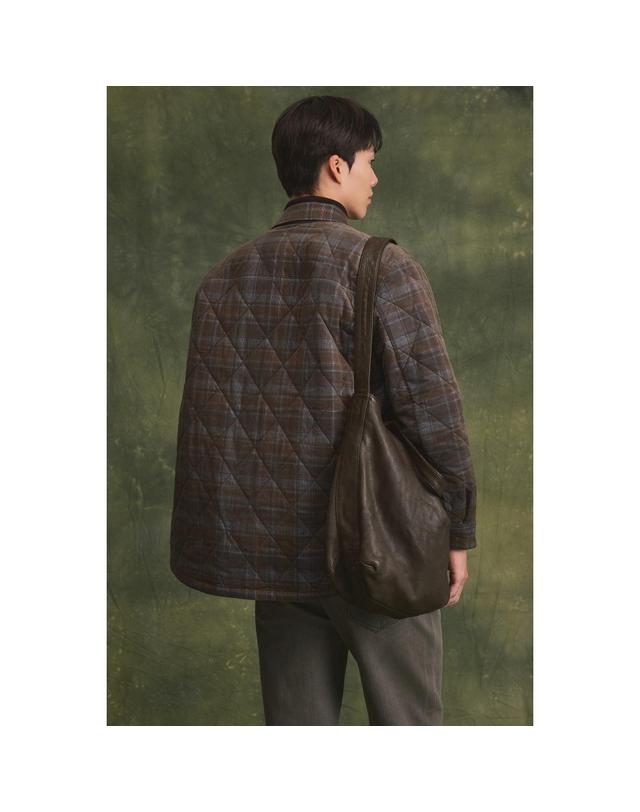 브렌우드 카키 코듀로이 체크 셔켓 BRSAW26672KHX 착용컷