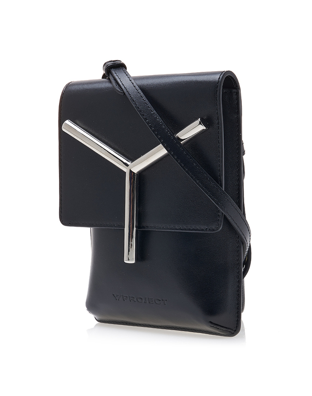 와이 프로젝트 [입점사] [Y프로젝트] 로고 파우치 WBAG15S24 BLACK SILVER 착용컷