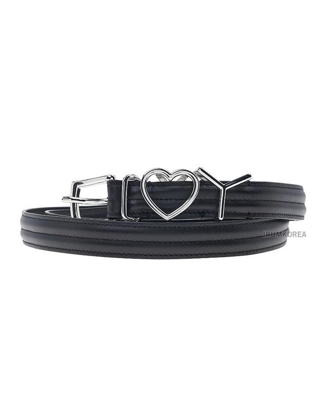 와이 프로젝트 [Y프로젝트] Y 러브 버클 레더 벨트 BELT28S24 BLACK SILVER 착용컷