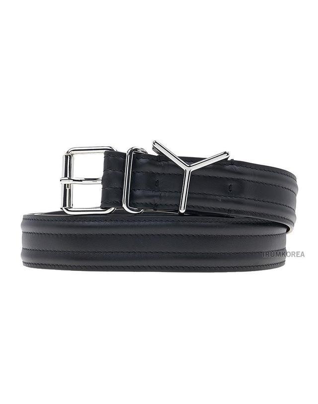 와이 프로젝트 [Y프로젝트] 와이어 Y 버클 레더 벨트 BELT27S24 BLACK SILVER 착용컷