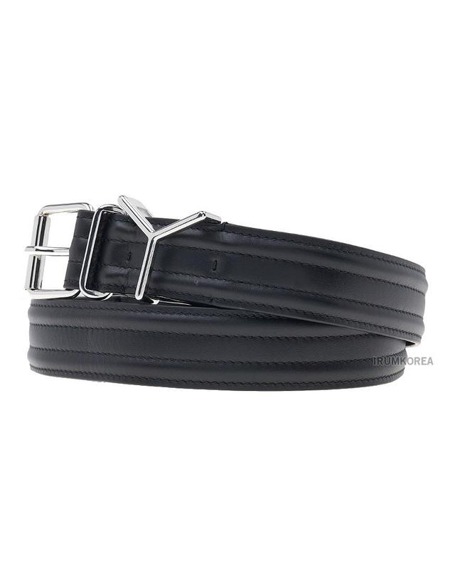 와이 프로젝트 [Y프로젝트] 와이어 Y 버클 레더 벨트 BELT27S24 BLACK SILVER 착용컷