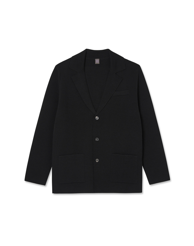 이올로 메리노울 밀라노 니트 블레이저_블랙 착용컷