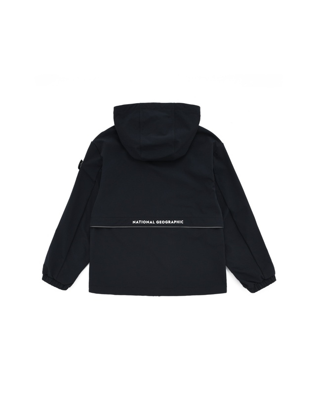 내셔널지오그래픽 키즈 내셔널지오그래픽키즈 내셔널지오그래픽 K223UFT810 키즈 우븐 트레이닝 풀집업 CARBON BLACK 착용컷