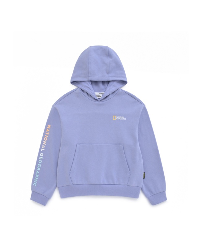 내셔널지오그래픽 키즈 내셔널지오그래픽키즈 내셔널지오그래픽 K223GPB810 키즈 여아 오버핏 후드/팬츠 셋업 BLUE LAVENDER 착용컷