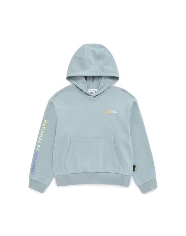 내셔널지오그래픽 키즈 내셔널지오그래픽키즈 내셔널지오그래픽 K223GPB810 여아 오버핏 후드/팬츠 셋업 ASH MINT 착용컷