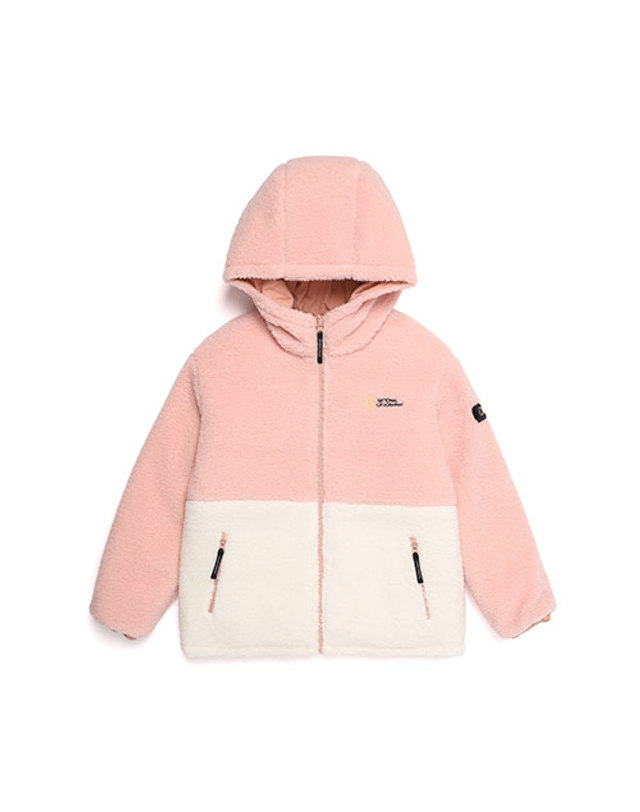 내셔널지오그래픽 키즈 내셔널지오그래픽키즈 내셔널지오그래픽 N214KDW950 키즈 리머 플리스 리버시블 다운 점퍼 PINK 착용컷