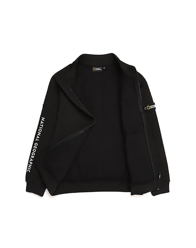 내셔널지오그래픽 키즈 내셔널지오그래픽키즈 N214KFT211 기모 트레이닝 풀집업 CARBONBLACK 착용컷