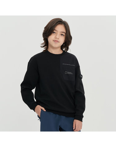 내셔널지오그래픽키즈 [최대 20% 쿠폰 혜택] K223USW210 WOVEN MIX 맨투맨 CARBONBLACK