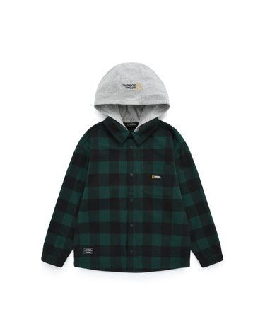 [최대 20% 쿠폰 혜택] 내셔널지오그래픽키즈 K223USH010 체크 후디 셔츠 BOTANICALGARDENGREEN