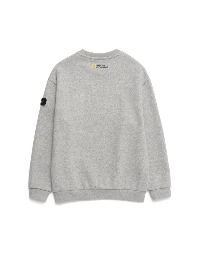 내셔널지오그래픽 키즈 내셔널지오그래픽키즈 내셔널지오그래픽 K224USW950 키즈 동물 아트웍 기모 맨투맨 MELANGE GREY 착용컷