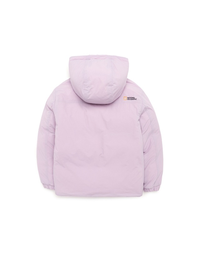 내셔널지오그래픽 키즈 내셔널지오그래픽키즈 내셔널지오그래픽 K224UDW950 키즈 플리스 리버시블 숏 다운 점퍼 LAVENDER 착용컷