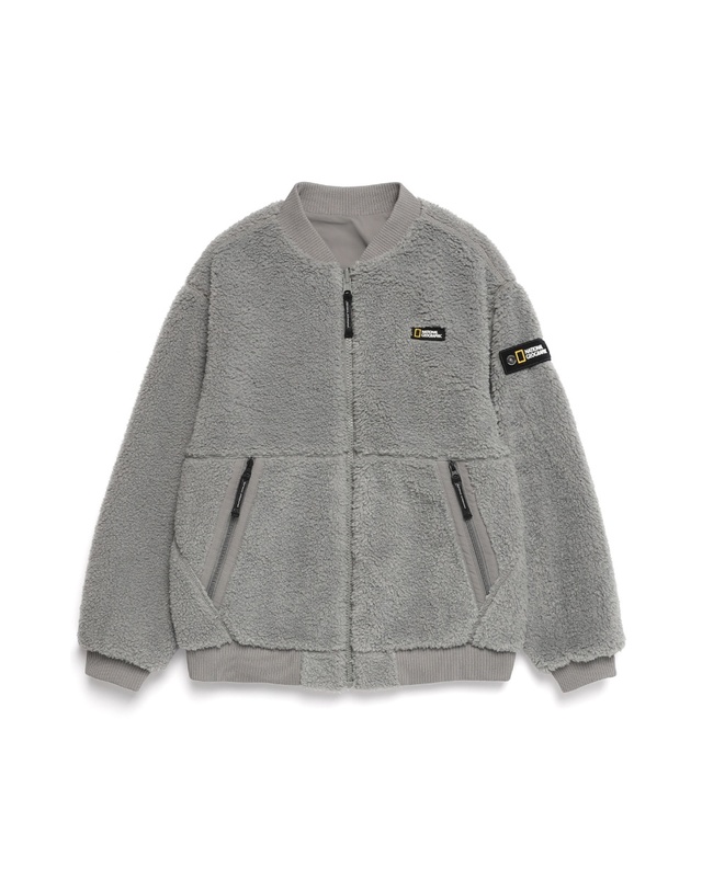 내셔널지오그래픽 키즈 내셔널지오그래픽키즈 내셔널지오그래픽 K224UFJ950 키즈 항공 리버시블 플리스 풀집업 LAUREL OAK 착용컷