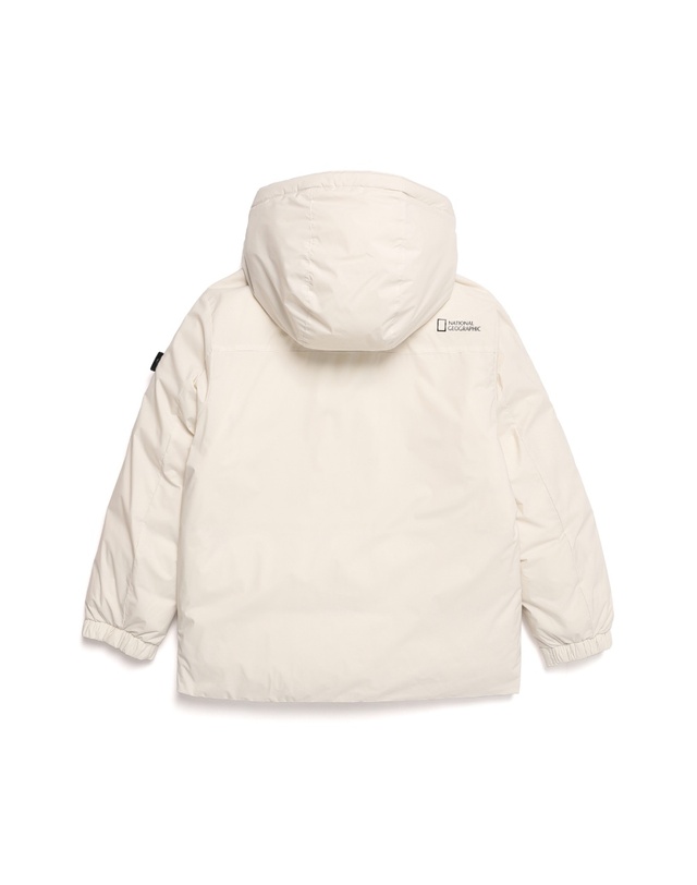 내셔널지오그래픽 키즈 내셔널지오그래픽키즈 내셔널지오그래픽 K224UDW820 키즈 미드기장 씬 다운 점퍼 IVORY 착용컷