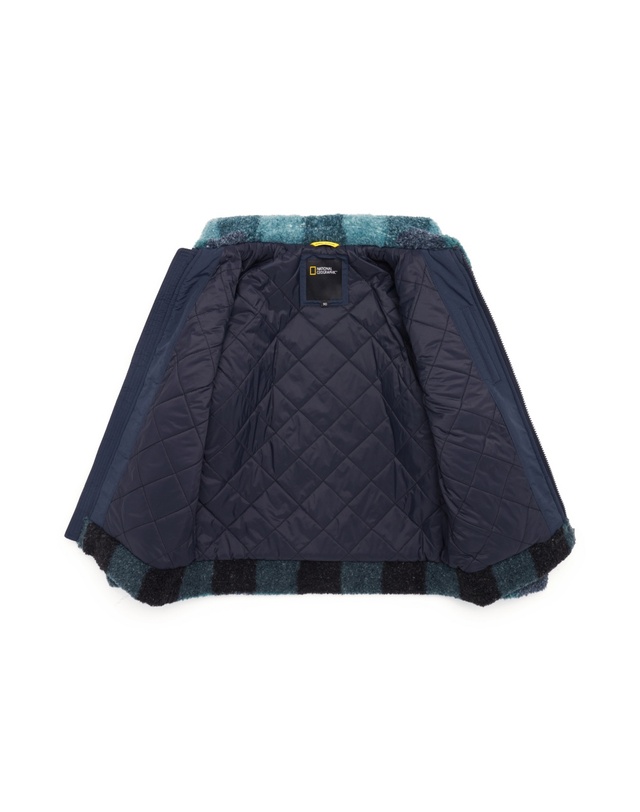 내셔널지오그래픽키즈 내셔널지오그래픽 키즈 K224UFJ160 카라넥 플리스 F-ZIP TEALGREEN 착용컷