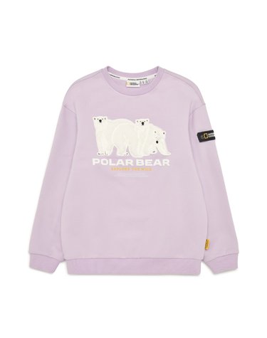 내셔널지오그래픽키즈 [최대 20% 쿠폰 혜택] 내셔널지오그래픽 키즈 K234USW310 폴라베어 맨투맨(기모) LAVENDER