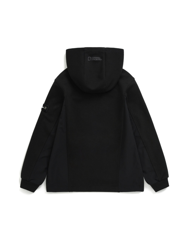 내셔널지오그래픽키즈 내셔널지오그래픽 키즈 K233UHD940 우븐 배색 후드티셔츠 CARBON BLACK 착용컷