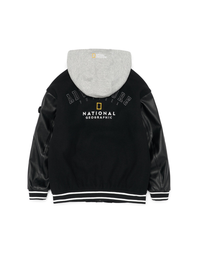 내셔널지오그래픽키즈 내셔널지오그래픽 키즈 K233UPD920 바시티 모직 패딩점퍼 CARBONBLACK 착용컷