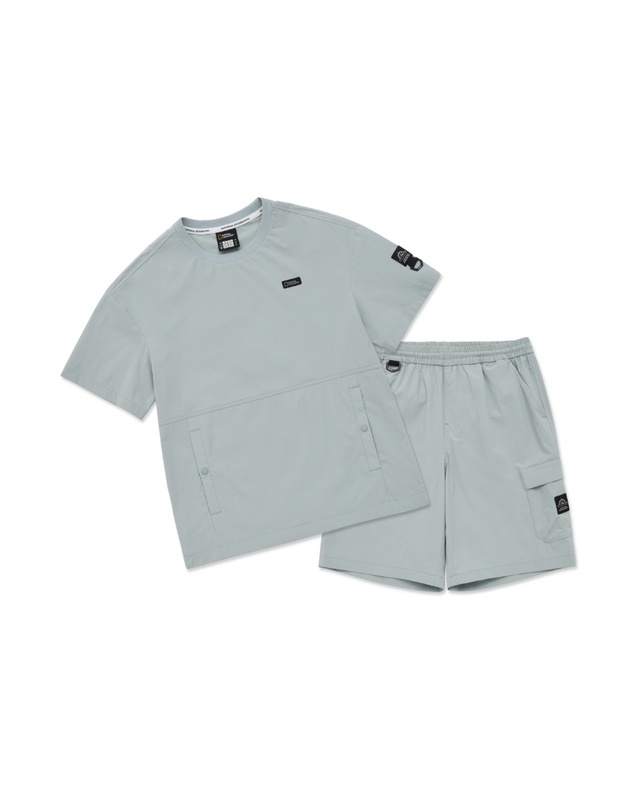내셔널지오그래픽 키즈 내셔널지오그래픽키즈 K242UTS810 어드벤처 매너티 우븐 반팔 ASHMINT 착용컷
