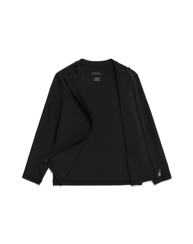 내셔널지오그래픽 키즈 내셔널지오그래픽키즈 K242URG630 그래픽 래쉬가드 풀집업-2 CARBONBLACK 착용컷