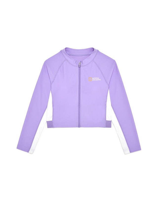 내셔널지오그래픽 키즈 내셔널지오그래픽키즈 K242GRG610 여아 크롭 집업 래쉬가드 LAVENDER 착용컷