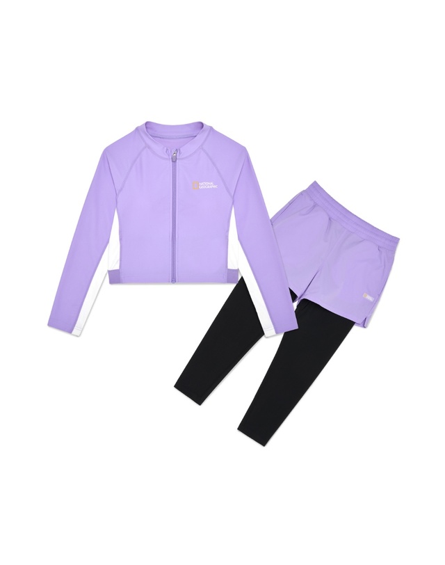 내셔널지오그래픽 키즈 내셔널지오그래픽키즈 K242GRG610 여아 크롭 집업 래쉬가드 LAVENDER 착용컷