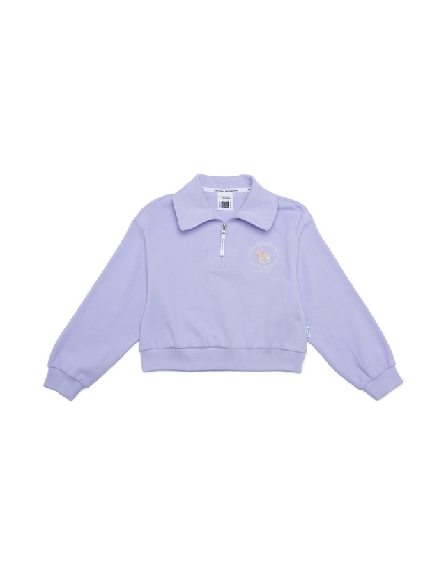 내셔널지오그래픽 키즈 내셔널지오그래픽키즈 K243GSW910 크롭 반집업 맨투맨 LAVENDER 착용컷