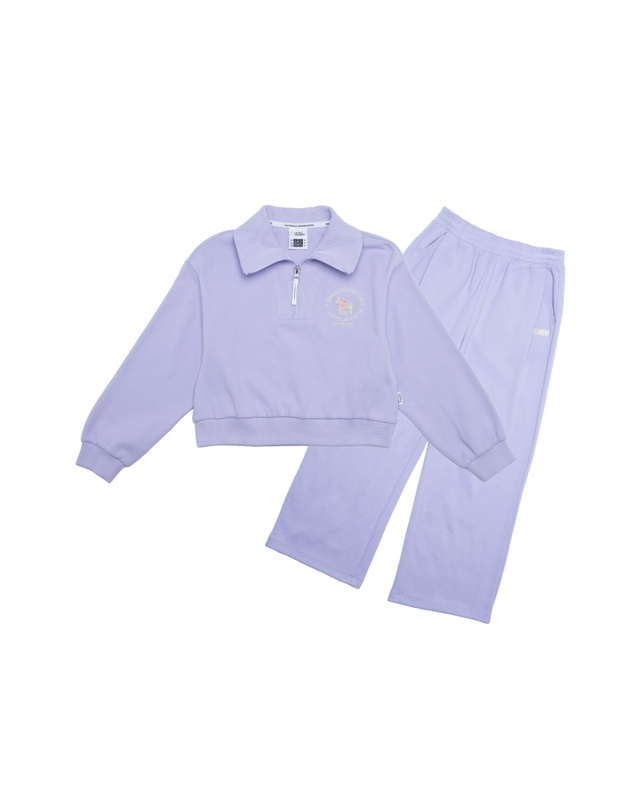 내셔널지오그래픽 키즈 내셔널지오그래픽키즈 K243GSW910 크롭 반집업 맨투맨 LAVENDER 착용컷