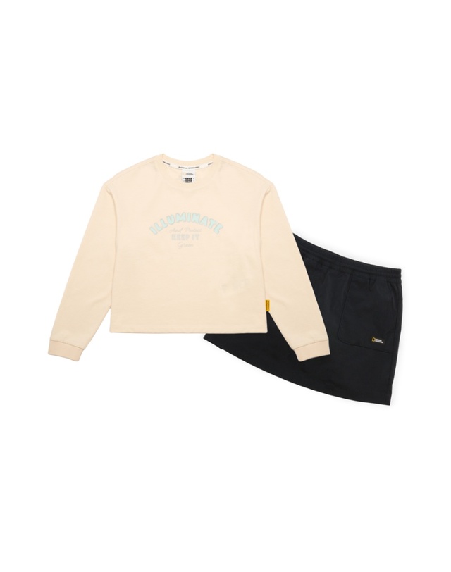 내셔널지오그래픽 키즈 내셔널지오그래픽키즈 K243GPB910 여아 싱글 티셔츠 SET IVORY 착용컷