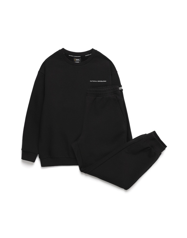 내셔널지오그래픽 키즈 내셔널지오그래픽키즈 K244UPT980 니트 컴포터블핏 트레이닝 팬츠 (기모) CARBONBLACK 착용컷