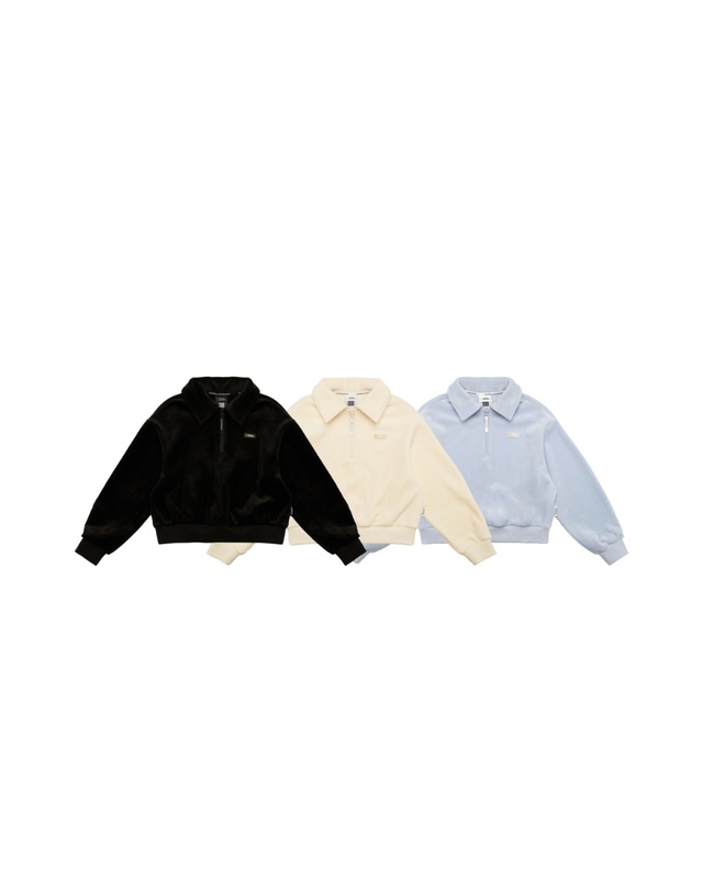 내셔널지오그래픽 키즈 내셔널지오그래픽키즈 K244GSW930 코듀로이 크롭 반집업 맨투맨 3종택 1 착용컷