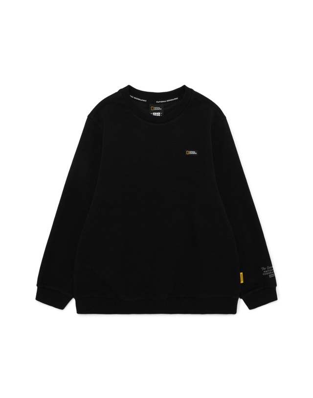 내셔널지오그래픽 키즈 내셔널지오그래픽키즈 K255USW920 스몰로고 맨투맨 CARBONBLACK 착용컷