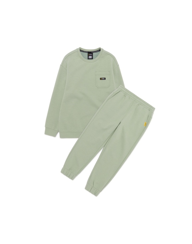 내셔널지오그래픽 키즈 내셔널지오그래픽키즈 K251UPB910 맨투맨 SET LIGHTKHAKI 착용컷