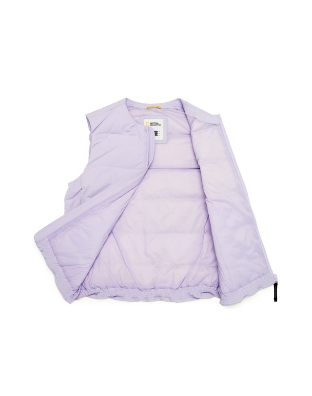 내셔널지오그래픽 키즈 내셔널지오그래픽키즈 K244UDV020 헤론 경량 구스 다운 베스트 LAVENDER 착용컷