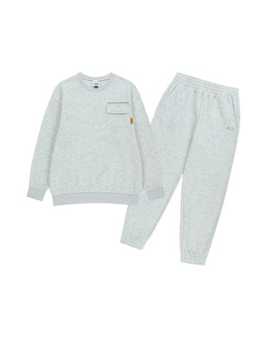 [최대 20% 쿠폰 혜택] K254UPB910 맨투맨 상하 SET (기모) WHITE MELANGE