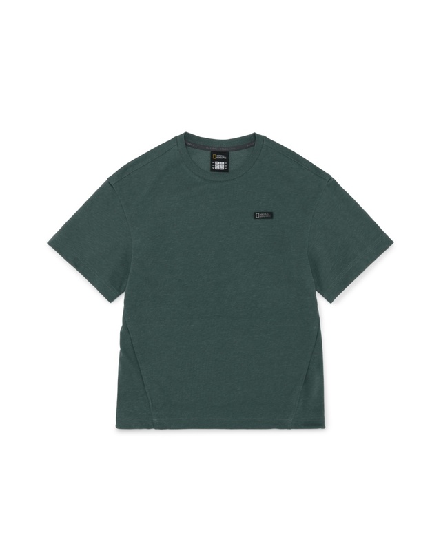 내셔널지오그래픽 키즈 내셔널지오그래픽키즈 K252UTS840 어드벤처 피그먼트 반팔티 DGREEN 착용컷