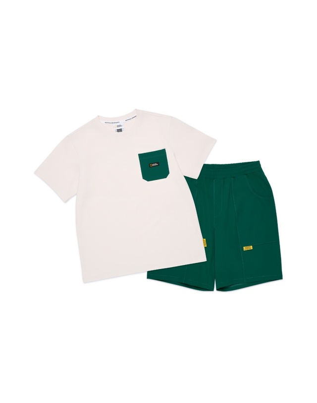 내셔널지오그래픽 키즈 내셔널지오그래픽키즈 K252UPB910 5부 상하 SET CREAM 착용컷