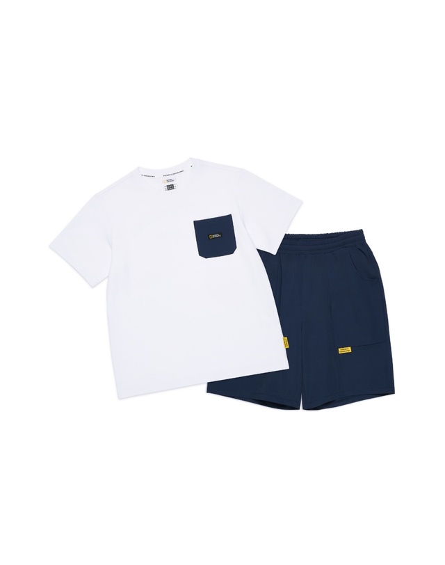 내셔널지오그래픽 키즈 내셔널지오그래픽키즈 K252UPB910 5부 상하 SET WHITE 착용컷