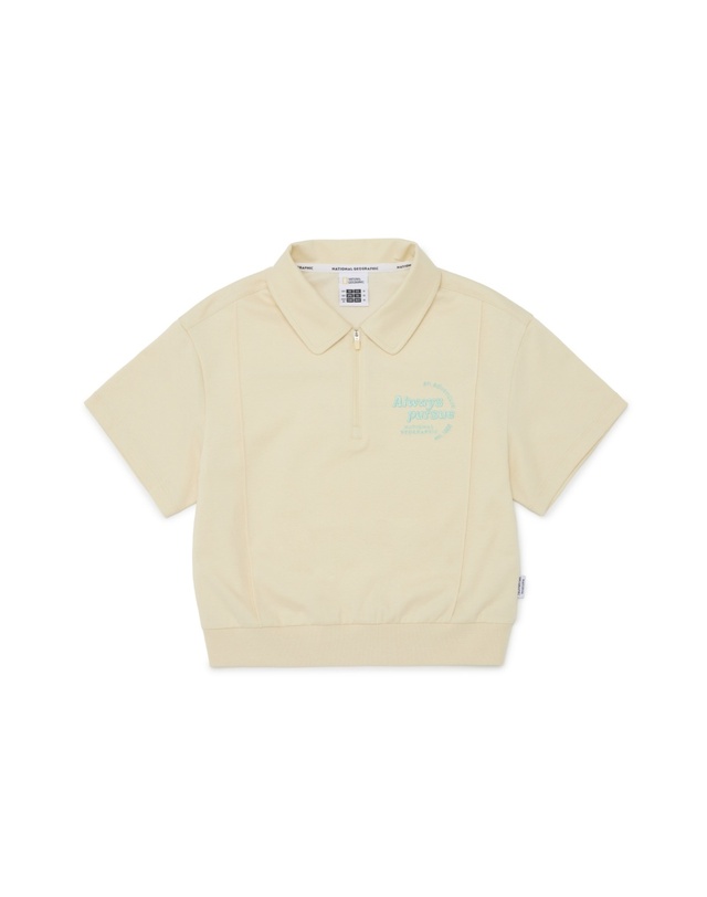 내셔널지오그래픽 키즈 내셔널지오그래픽키즈 K252GPB910 여아 반집업 상하 SET CREAM 착용컷