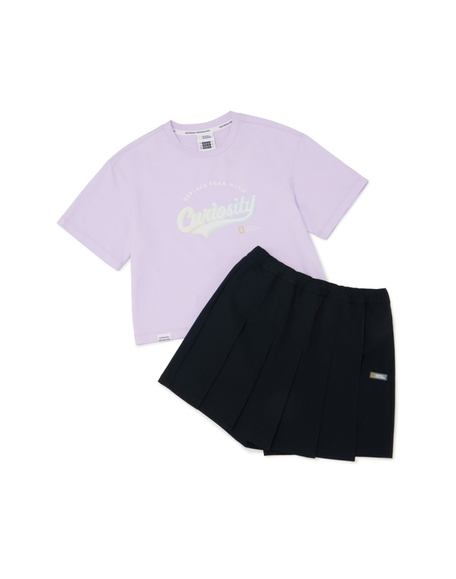 내셔널지오그래픽 키즈 내셔널지오그래픽키즈 K252GPB920 여아 4부 상하 SET LAVENDER 착용컷