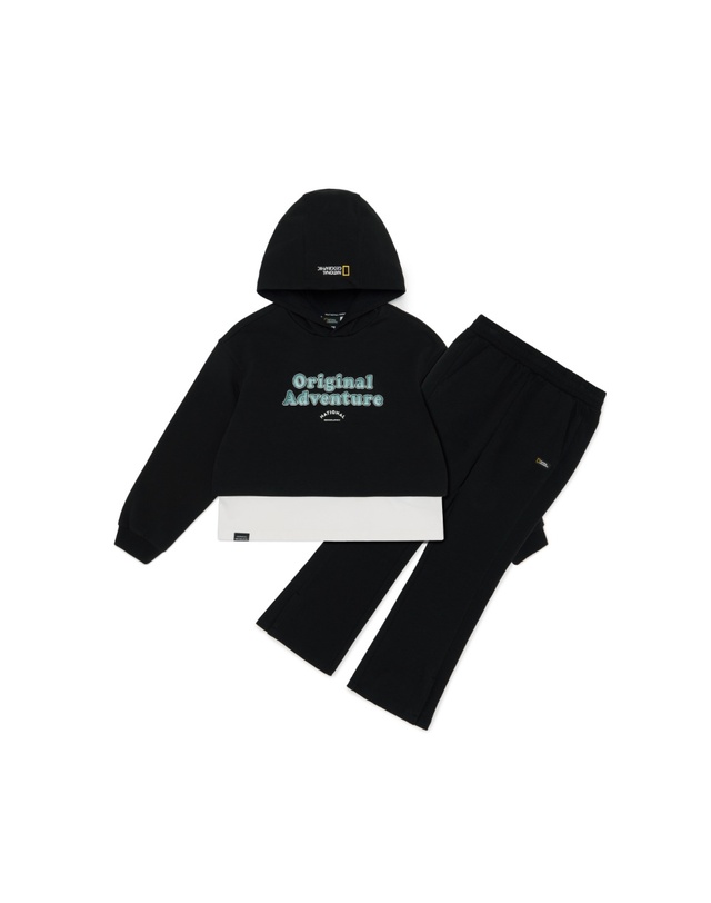 내셔널지오그래픽 키즈 내셔널지오그래픽키즈 K251GHD910 여아 크롭 후드 2종택 1 착용컷