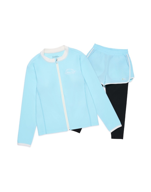 내셔널지오그래픽 키즈 내셔널지오그래픽키즈 K252GRG620 여아 래쉬가드 집업 LIGHTMINT 착용컷