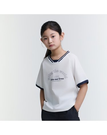 [최대 20% 쿠폰 혜택] K252GTS010 여아 우븐 반팔티 WHITE