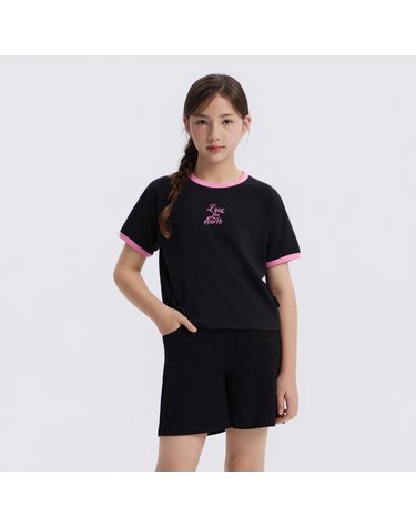 [최대 20% 쿠폰 혜택] K262GTS930 여아 링거 그래픽 반팔 티셔츠 CARBON BLACK