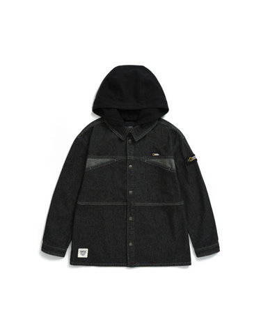[최대 20% 쿠폰 혜택] K233USH010 데님 후드 셔츠 CARBONBLACK