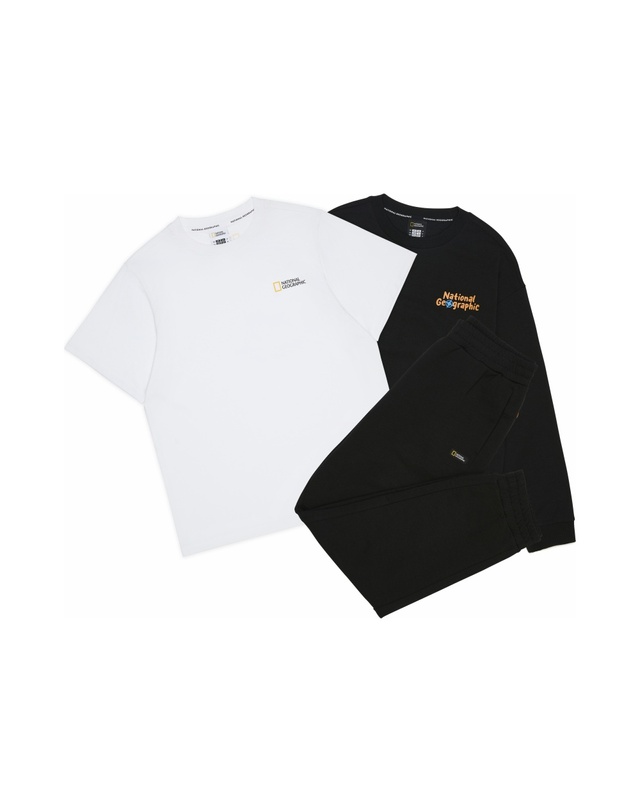 내셔널지오그래픽 키즈 내셔널지오그래픽키즈 [온라인전용] K265UPB901 맨투맨 3PCS SET CARBON BLACK 착용컷