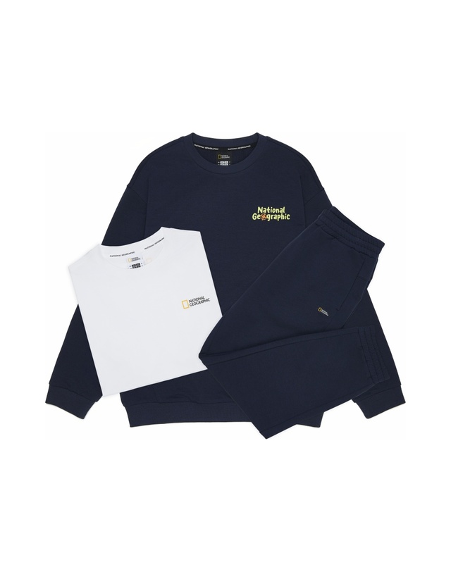 내셔널지오그래픽 키즈 내셔널지오그래픽키즈 [온라인전용] K265UPB901 맨투맨 3PCS SET 3종택1 착용컷