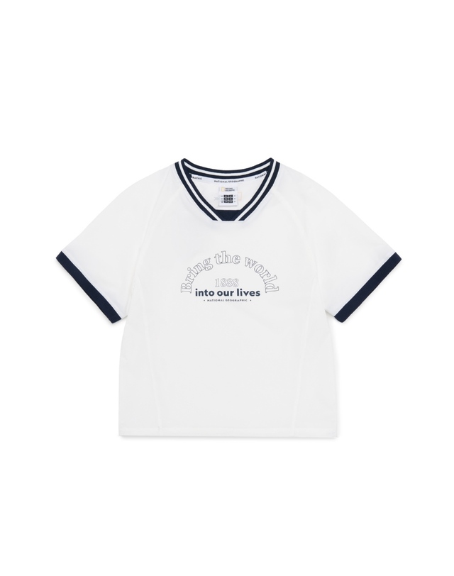 내셔널지오그래픽 키즈 내셔널지오그래픽키즈 K252GTS010 여아 우븐 반팔티 WHITE 착용컷