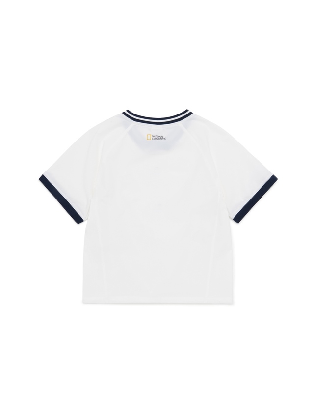 내셔널지오그래픽 키즈 내셔널지오그래픽키즈 K252GTS010 여아 우븐 반팔티 WHITE 착용컷
