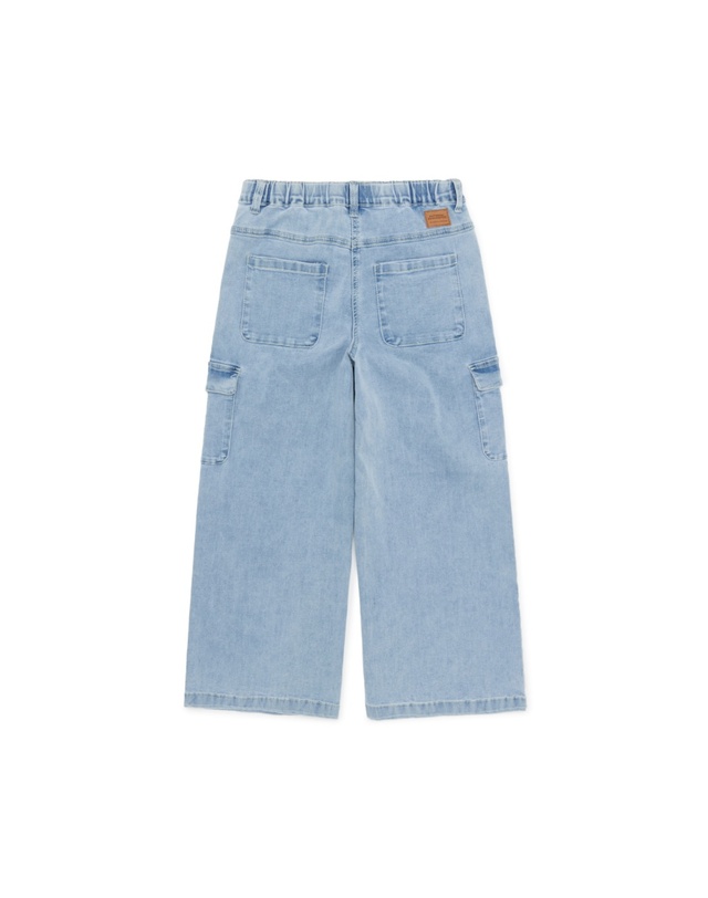 내셔널지오그래픽 키즈 내셔널지오그래픽키즈 K251GPT030 여아 와이드 카고 데님팬츠 BLUE 착용컷