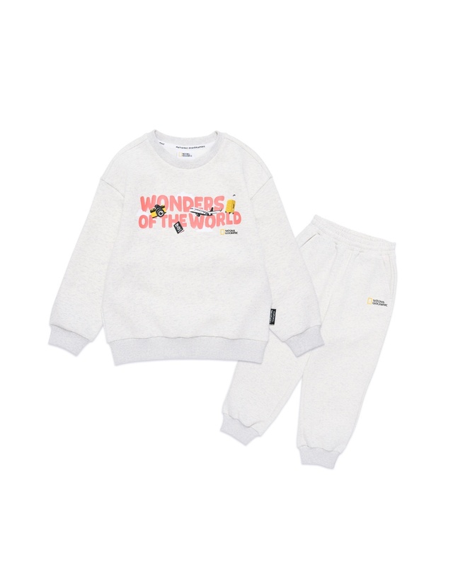 내셔널지오그래픽 키즈 내셔널지오그래픽키즈 K251UPB310 토들러 맨투맨/팬츠 SET OATMEAL 착용컷